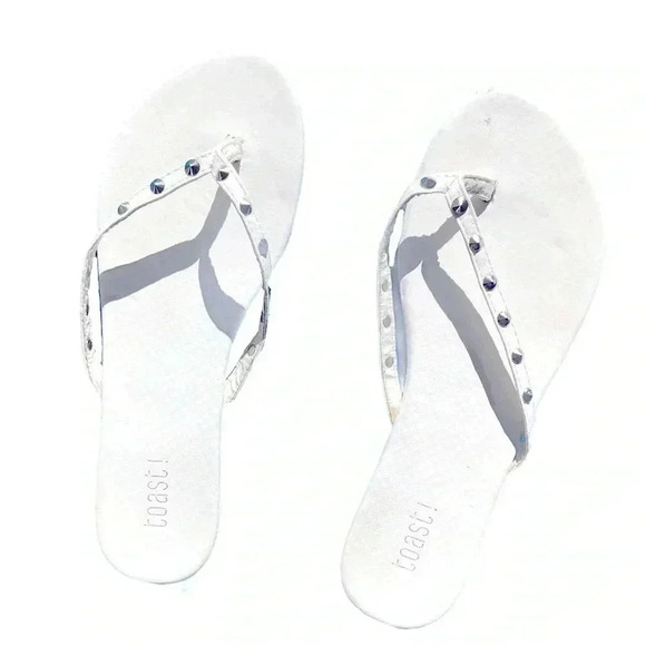 Women’s Toast Studded White Flip Flop Thong Sandals size 11 - Picture 5 of 10